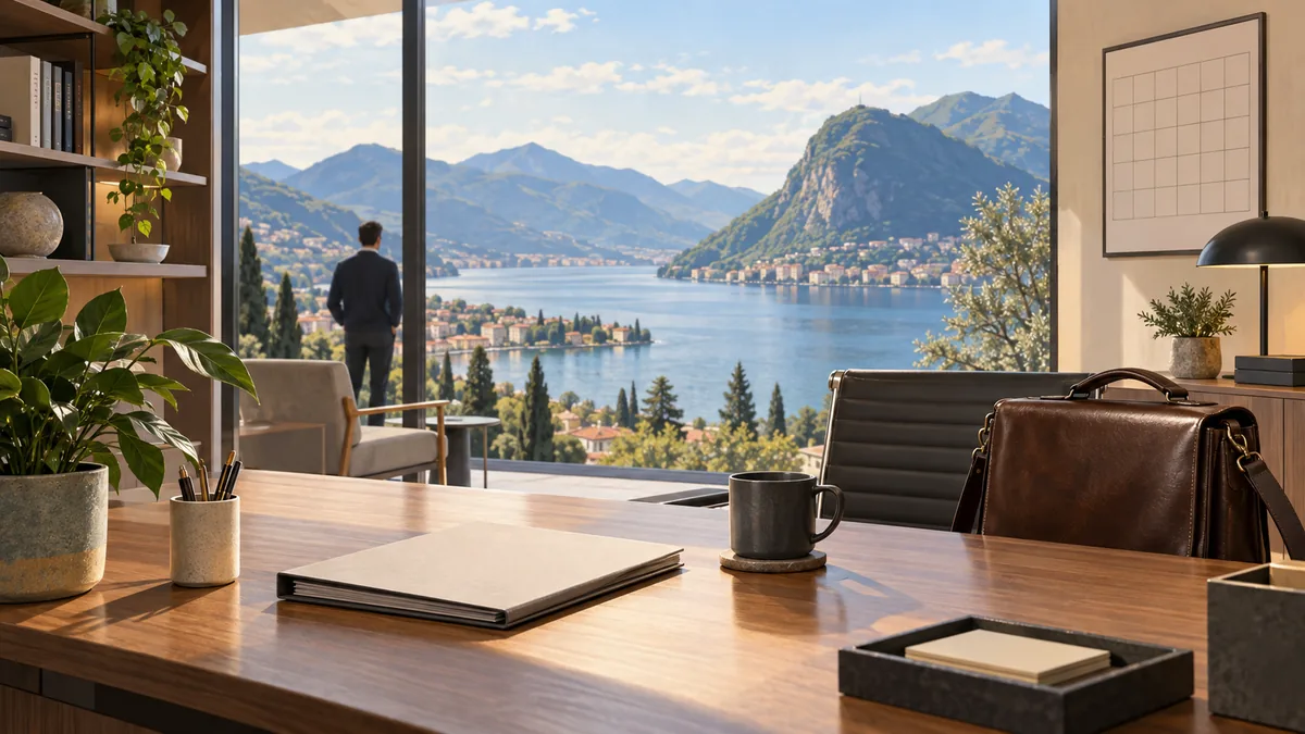 Panoramablick auf Lugano, Arbeitsort für viele Grenzgänger.