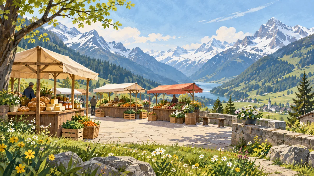Marché de printemps à Heiden — Image illustrative générée par IA