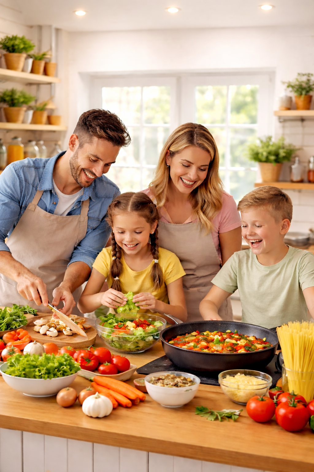 Les enfants cuisinent pour leur famille
