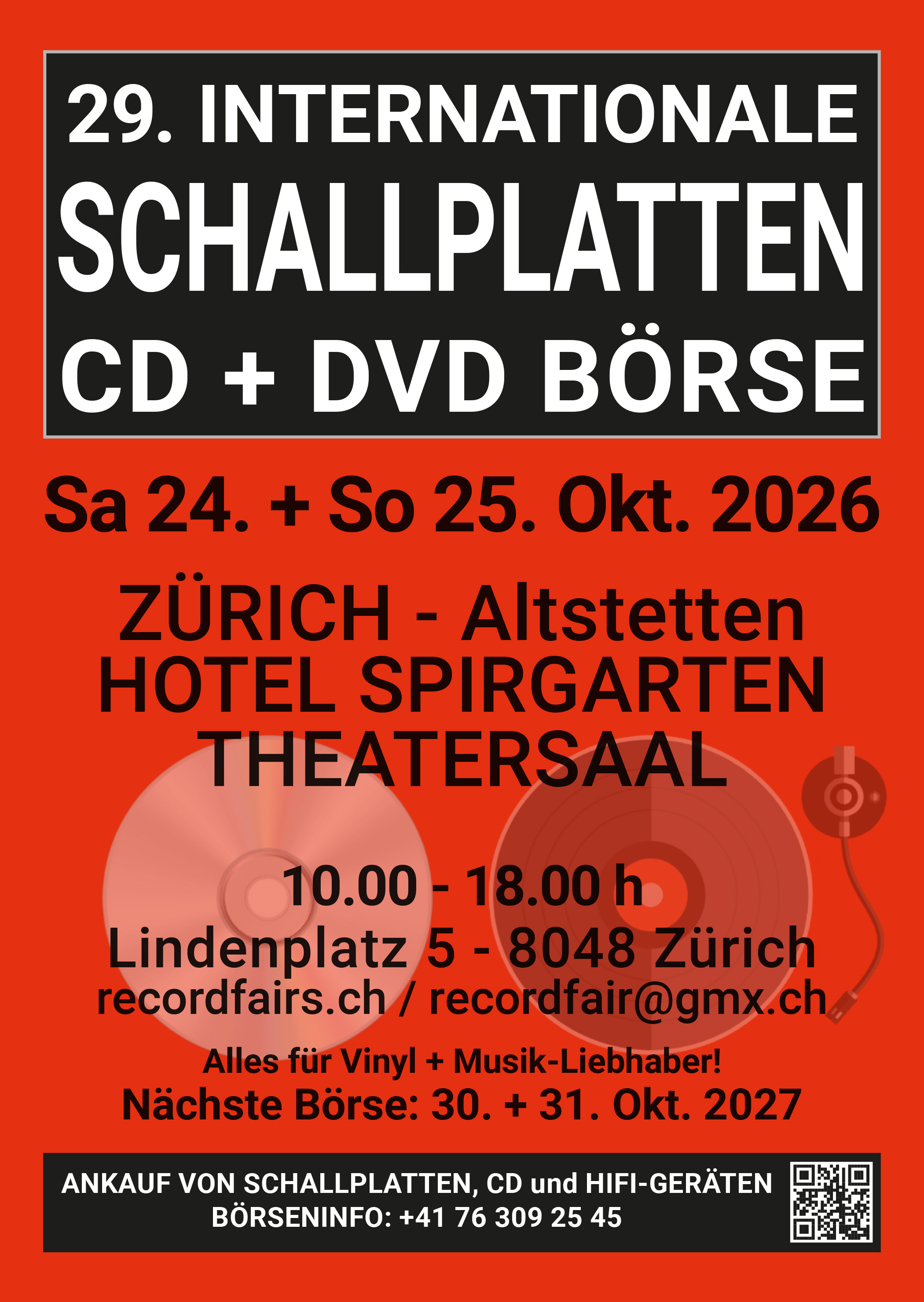 29. Internationale Schallplatten + CD / DVD Börse Zürich