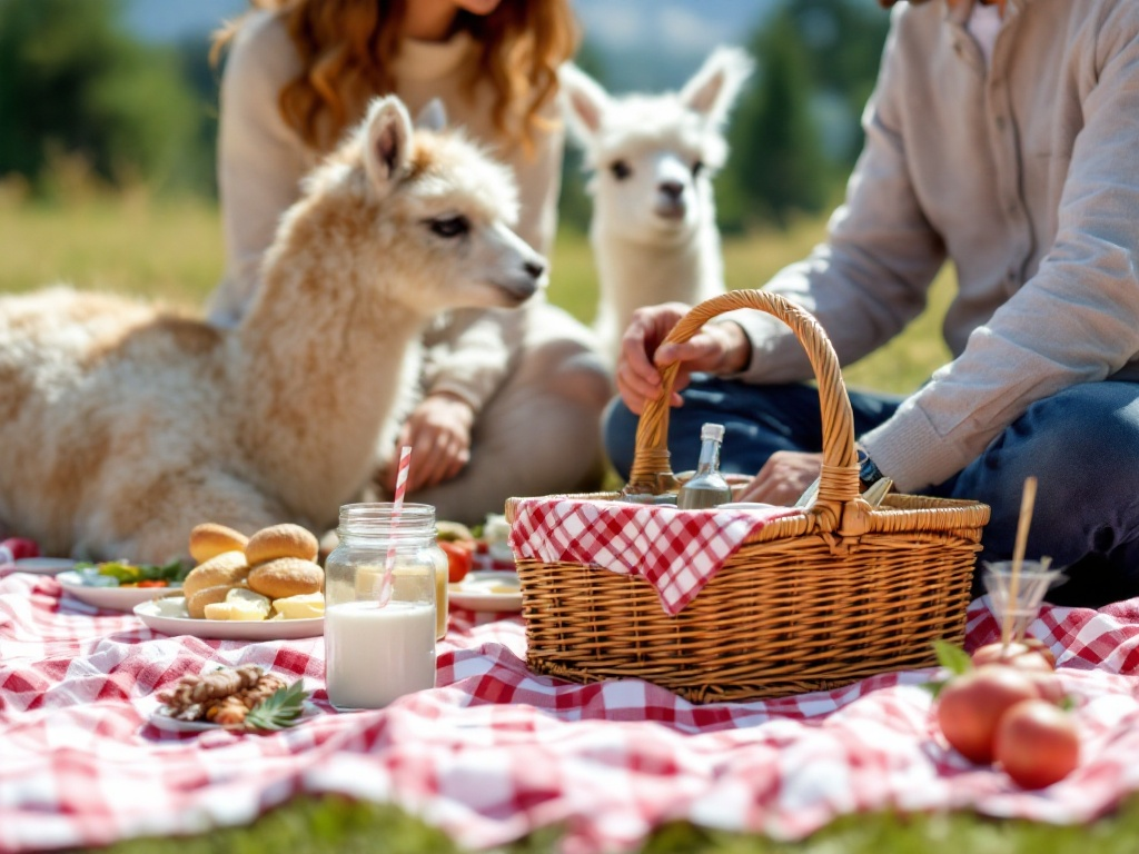 Picknick inmitten Alpakas