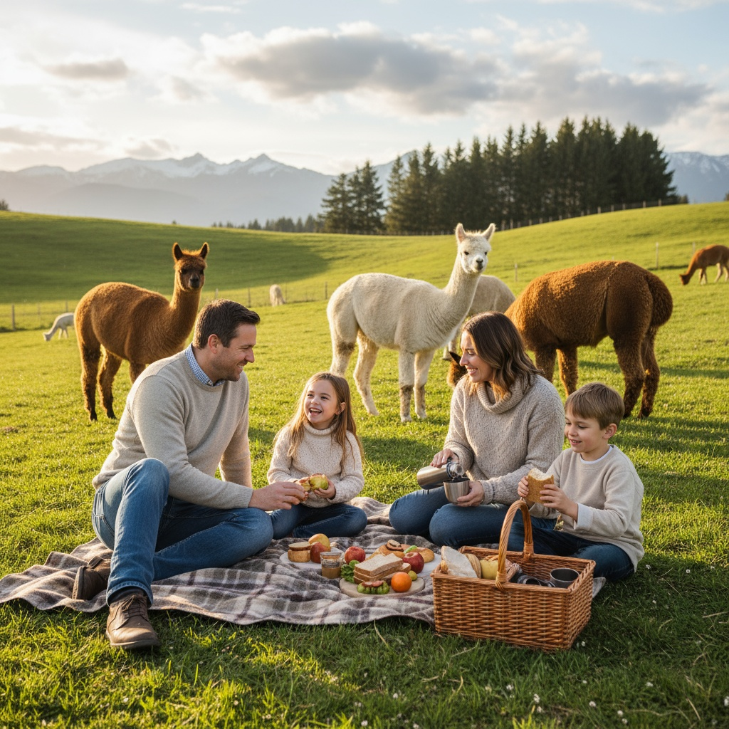 Picknick inmitten Alpakas