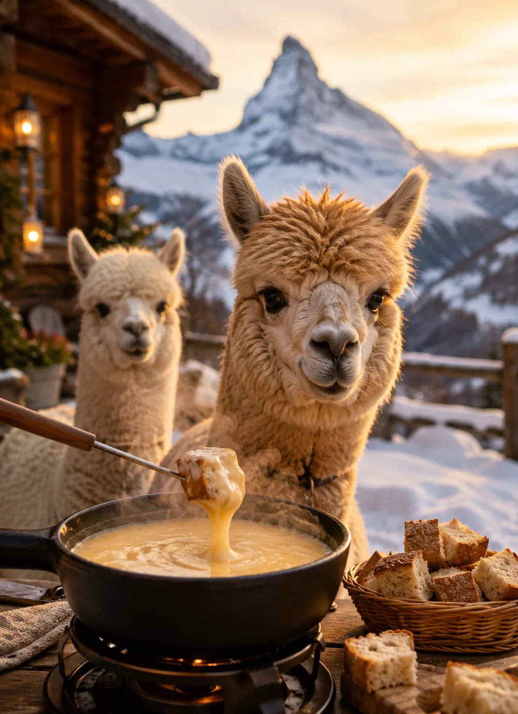 Fondue inmitten Alpakas, Oetwil am See ZH