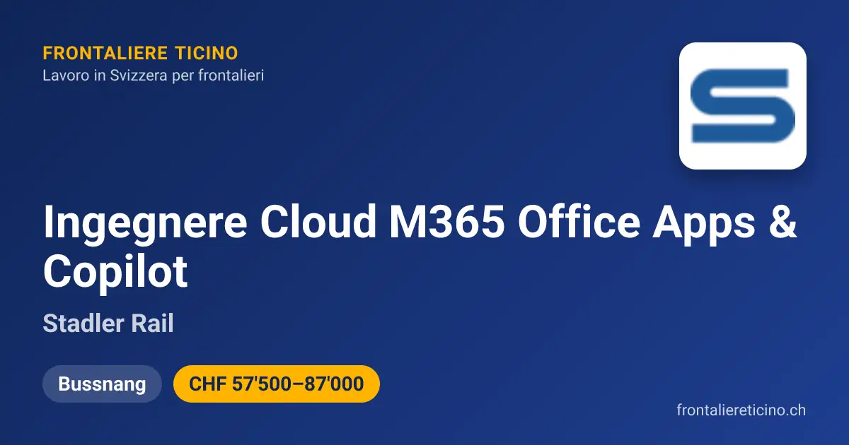 Cloud Engineer M365 Office Apps & Copilot · CHF 58-87k